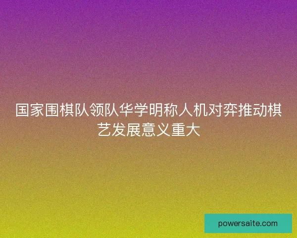 国家围棋队领队华学明称人机对弈推动棋艺发展意义重大